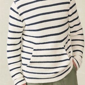 Faherty  Whitewater Cream and Black Striped Hoodie NWOT